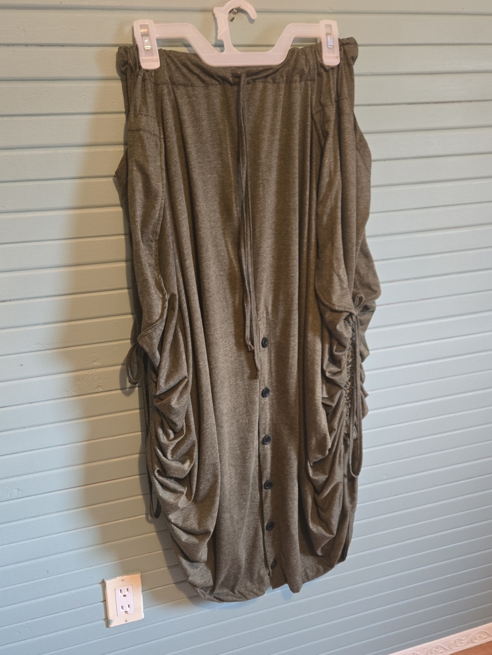 Thaluta Olive Green Convertible Maxi Skirt/Palazzo Pants with Drawstring